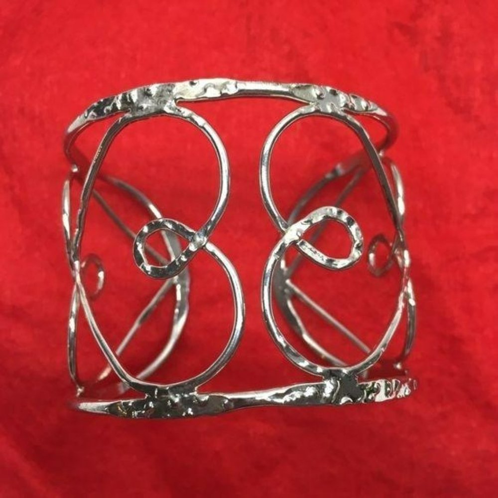 Silver Heart‎ Design Cuff Style Bracelet